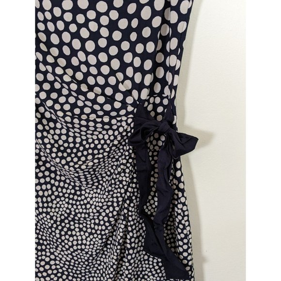 Just Taylor Polkadot Navy White Day Dress, Sz L - Picture 3 of 6